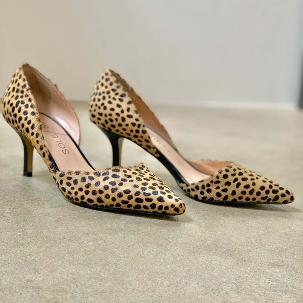 Cheetah Dot Pattern Fur Sole Society Pumps Heels